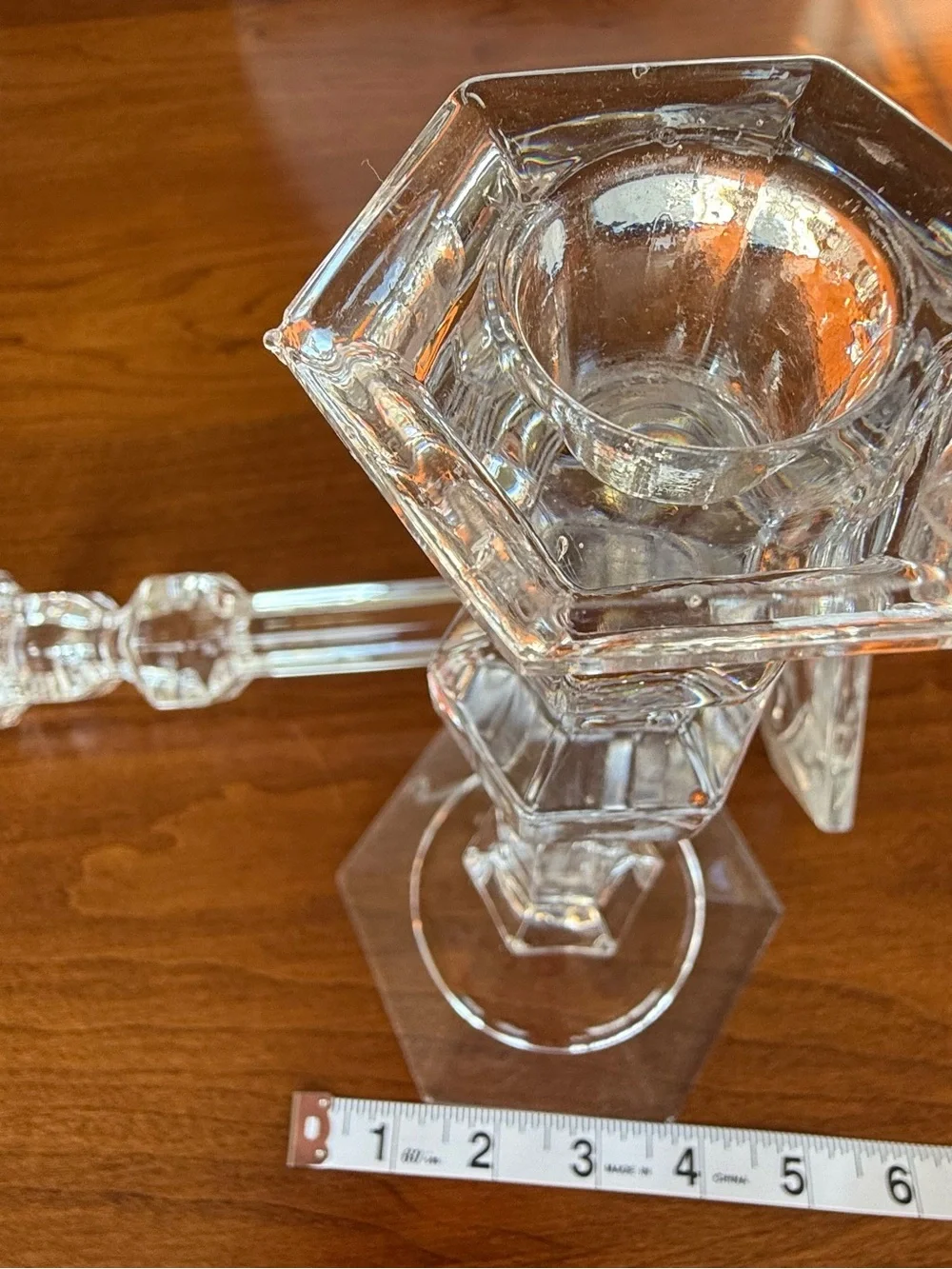 Vintage Val Saint Lambert Crystal Candlesticks Pair Gardenia Pattern Belgium
